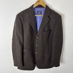 Crew Clothing Men 40 Brown Tweed Wool Blazer Sports Coat 3 Button